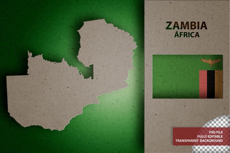Infografika z mapą i flagą ZAMBII