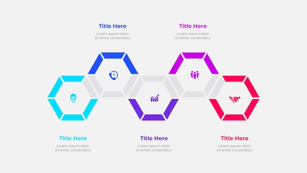 Infographic 5 steps hexagonal process for presentations business and professional themes