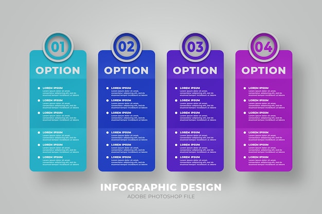 PSD infographic element design step option template