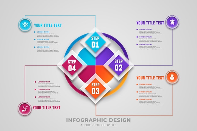 Infographic element ontwerpstap optie sjabloon