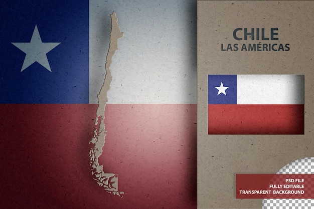 PSD infographic illustration of the map and flag of chile