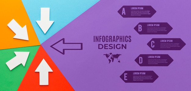 PSD infographic mock-up met verschillende gerichte pijlen