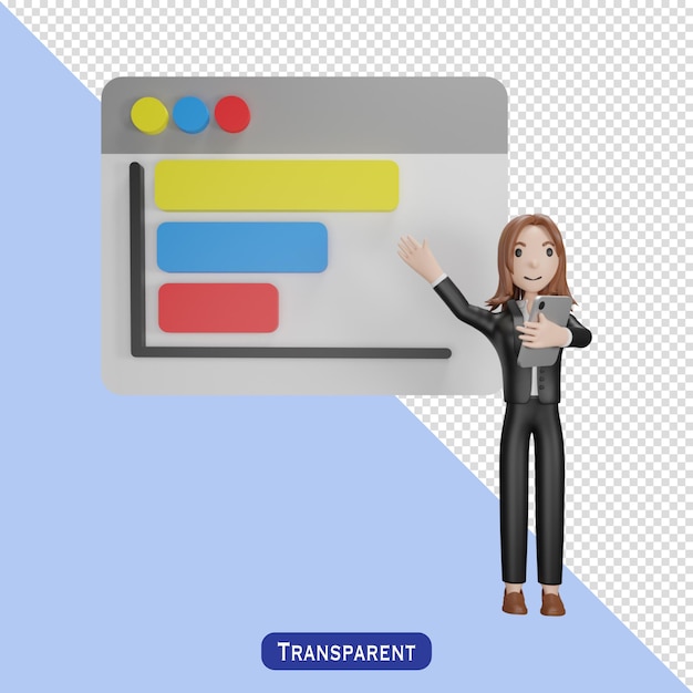 Infographic presentation with businesswomen in 3 d style