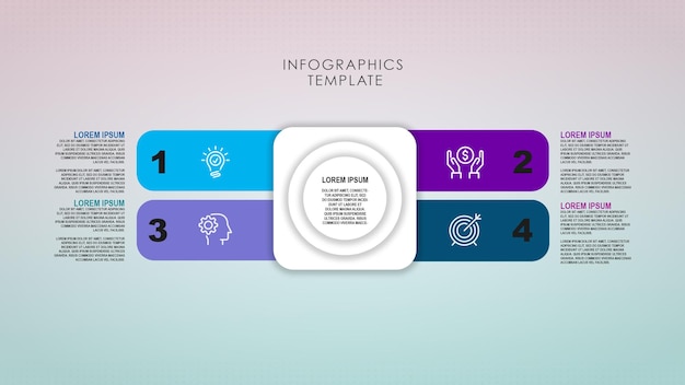 infographic sjabloon voor stappen in bedrijfsprocessen