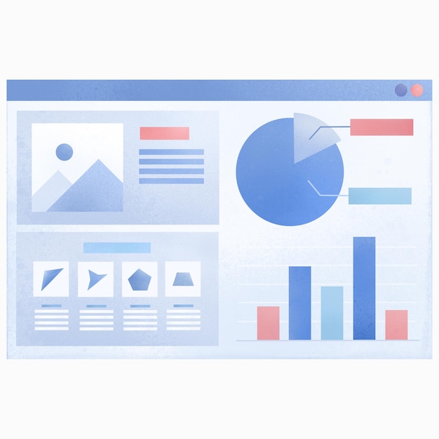 PSD an infographic style screen with a chart and a graph on it.