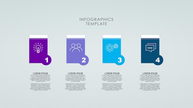 PSD ビジネスプロセスステップのインフォグラフィックテンプレート