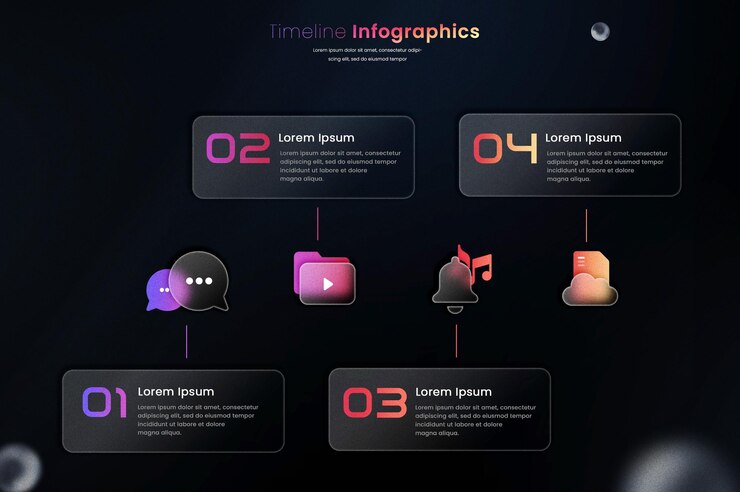 PSD infographic template with glass effect