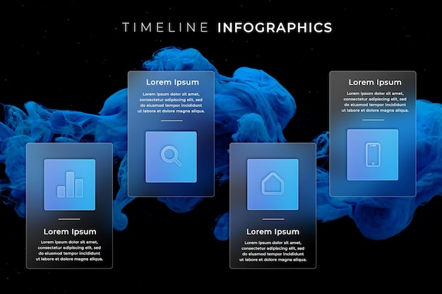 PSD infographic template with glass effect