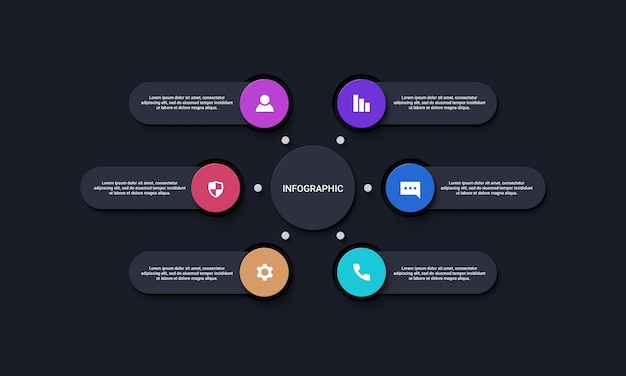 PSD infographic tijdlijn sjabloonconcept met 6 opties