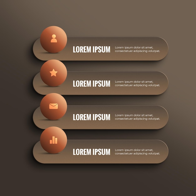 Infographic with 3D Spheres and Rounded Rectangles