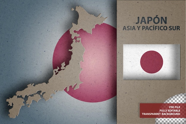 PSD 日本の地図と国旗のインフォグラフィック