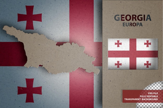 PSD infographic with map and flag of georgia