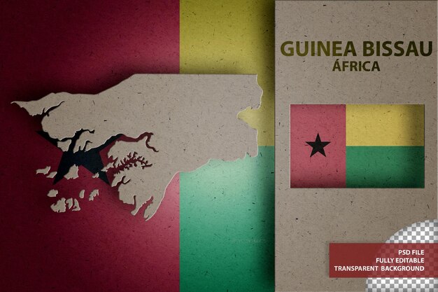 PSD infographic with map and flag of guinea bissau