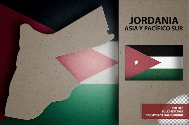 PSD infographic with map and flag of jordan