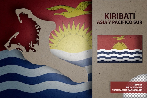 PSD infographic with map and flag of kiribati