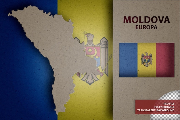 PSD infographic with map and flag of moldova