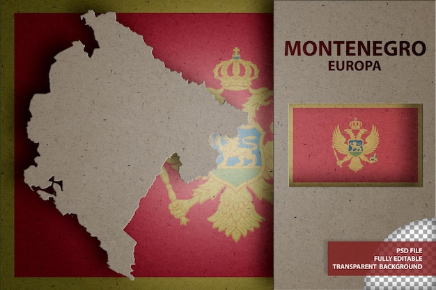 PSD infografica con mappa e bandiera del montenegro