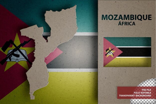 PSD infografica con mappa e bandiera del mozambico