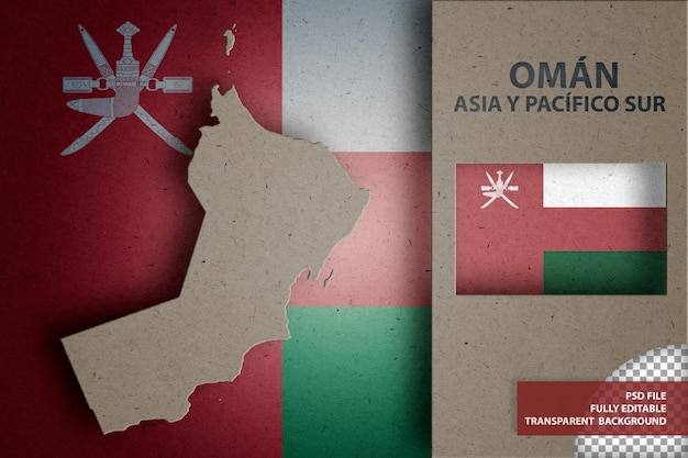 PSD infographic with map and flag of oman