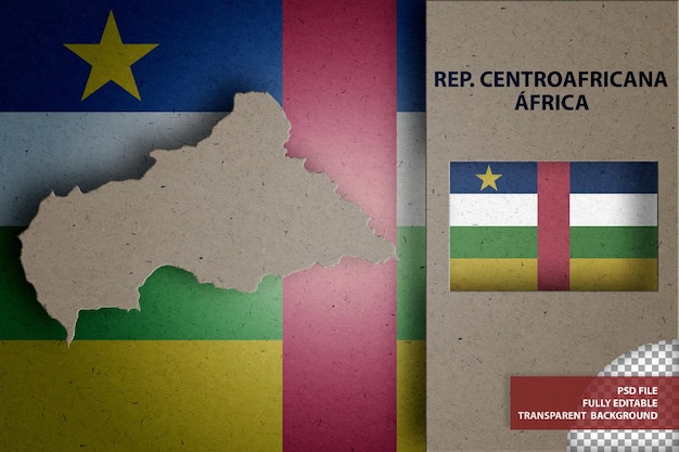 PSD infographic with map and flag of rep centroafricana