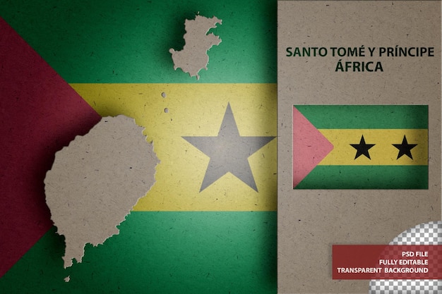 infographic with map and flag of santo tom y prncipe