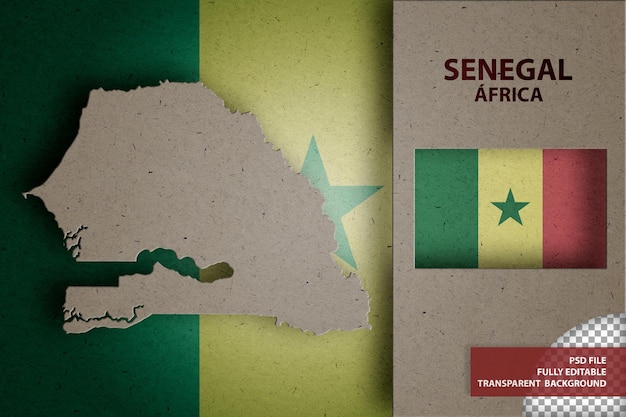 infographic with map and flag of senegal