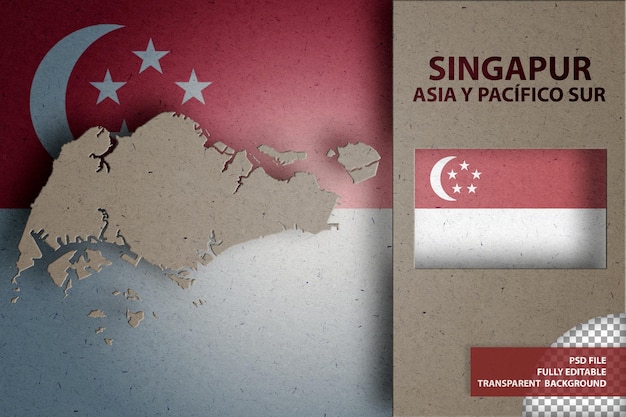 PSD infographic with map and flag of singapore