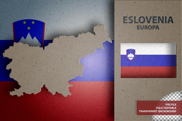 PSD infographic with map and flag of slovenia