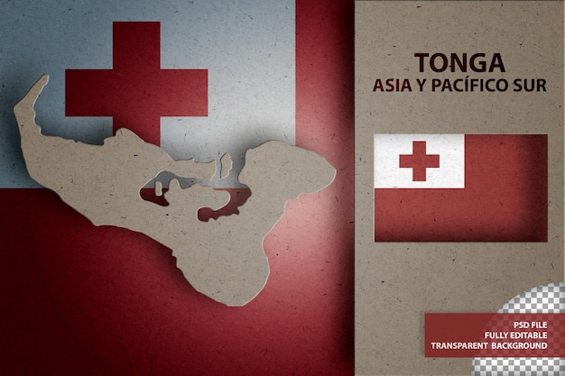 PSD infographic with map and flag of tonga