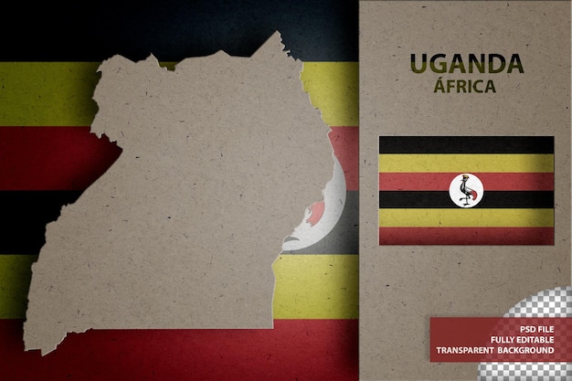infographic with map and flag of uganda