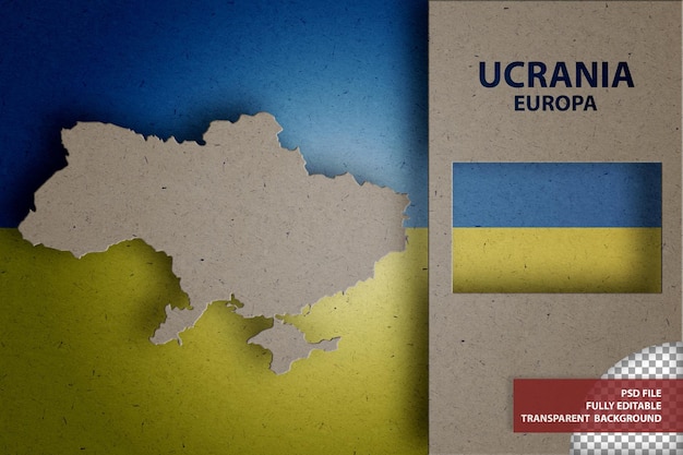 PSD infographic with map and flag of ukraine