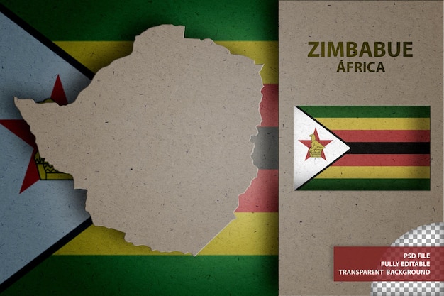 infographic with map and flag of zimbabue