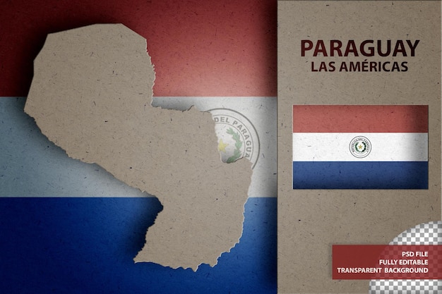 Infographicillustratie van de kaart en de vlag van paraguay