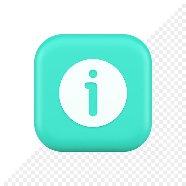 Infoknop informatie karakter FAQ vraag antwoord help ondersteuning web app 3d realistisch icoon