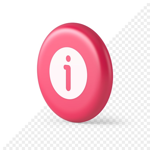 Infoknop informatie karakter FAQ vraag antwoord help ondersteuning web app 3d rond realistisch pictogram