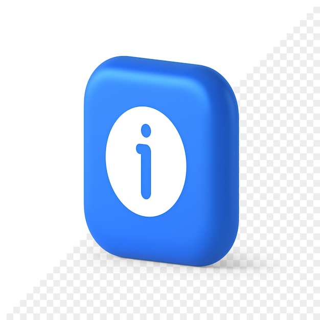 Infoknop informatie karakter FAQ vraag antwoord hulp ondersteuning web app 3d realistisch isometrisch pictogram