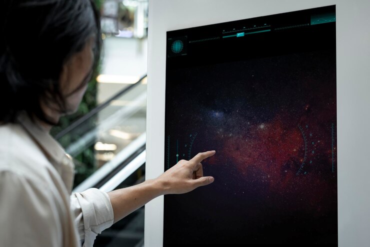 PSD information screen mockup at a shopping mall psd