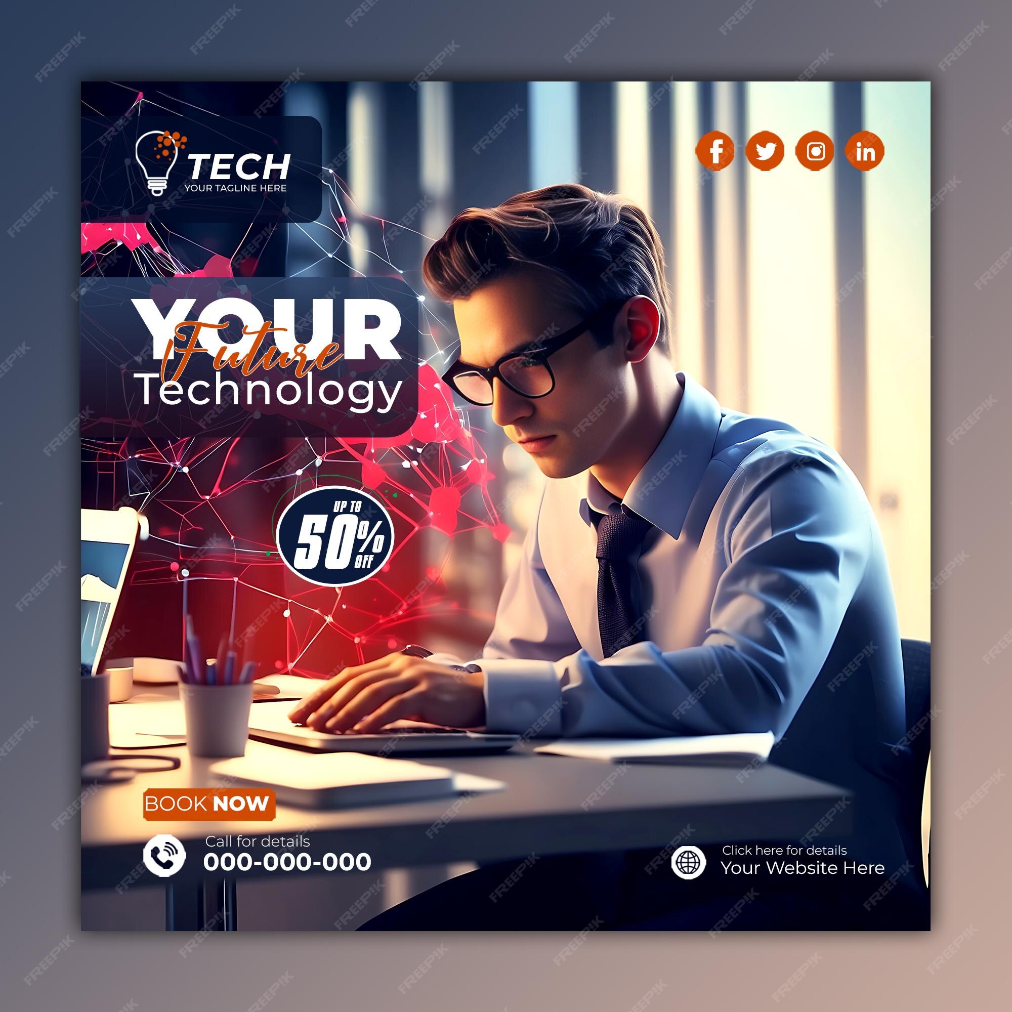 Premium PSD | Information and technology social media post square