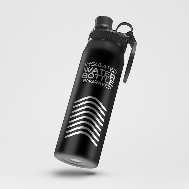 Ingraveerde mock-up van een herbruikbare geïsoleerde waterfles