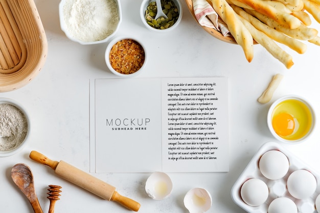 Ingrediënten bakken met mockup-notitieblok