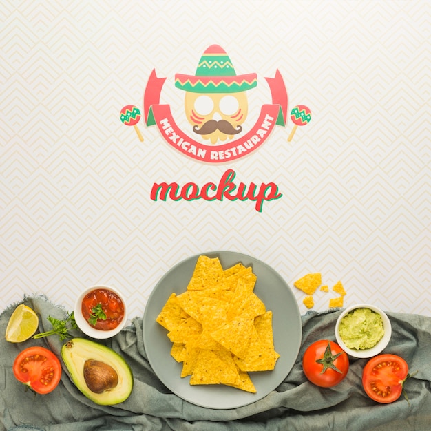 PSD ingredients framing mexican restaurant mockup