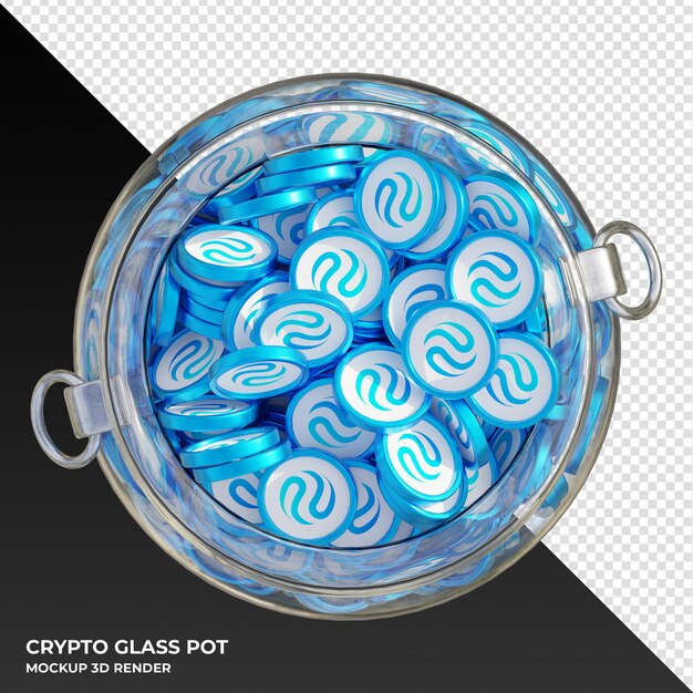 Injective inj crypto coin top view clear glass pot
