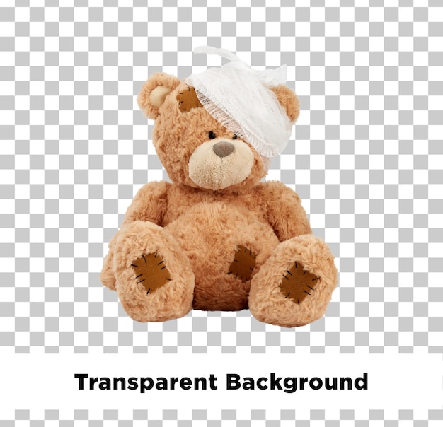 Injured Teddy Bear isolated on transparent background