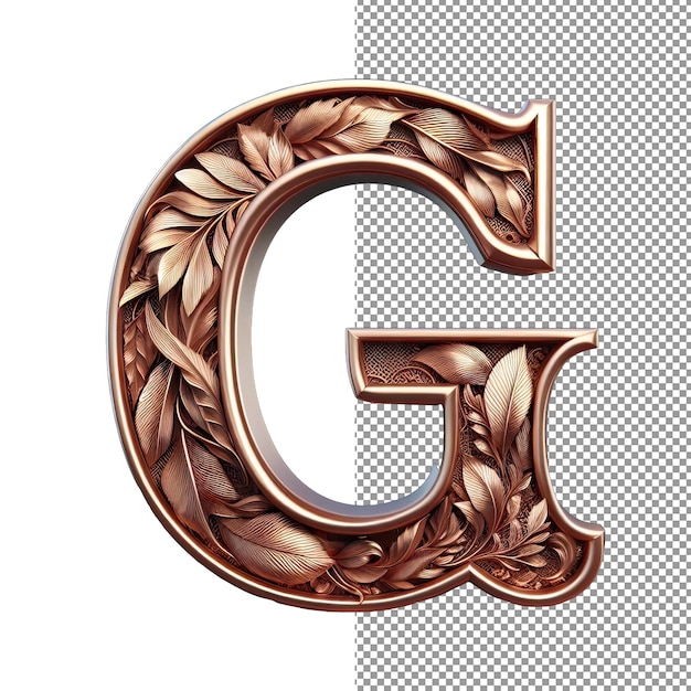 PSD ink and elegance timeless beauty in rose gold leaf letter isolation