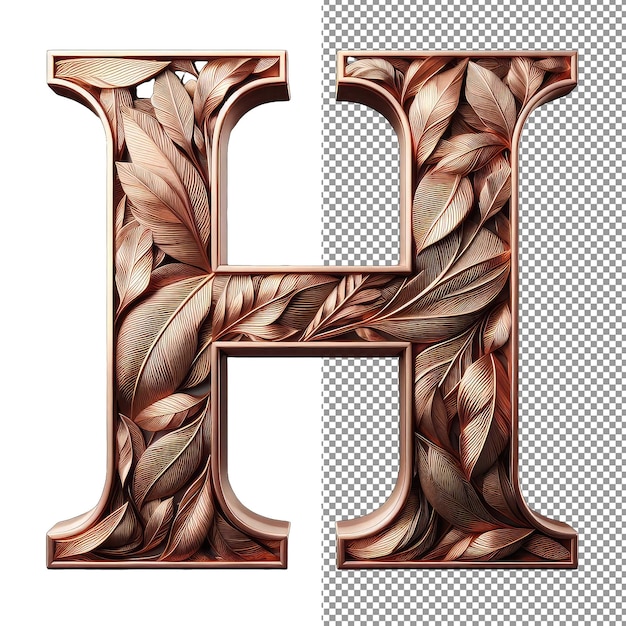 PSD ink and elegance timeless beauty in rose gold leaf letter isolation