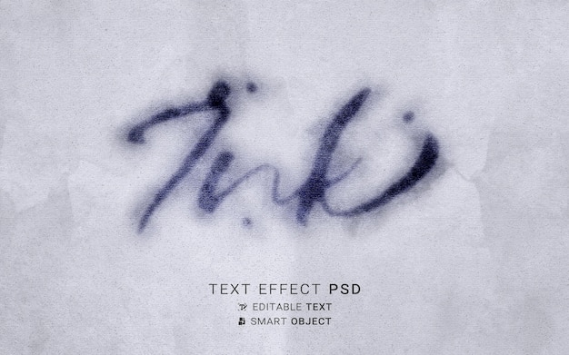 PSD modello di disegno dell'effetto del testo dell'inchiostro