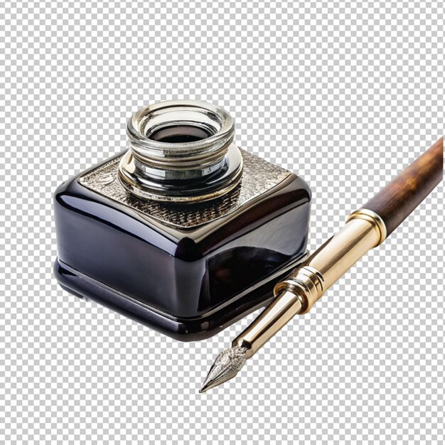 PSD ink well with a pen on transparent background