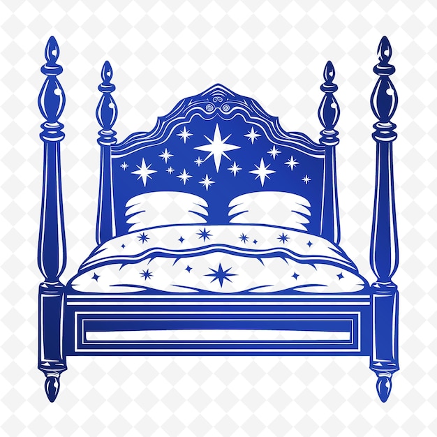 PSD inn outline with bed design and star symbols for decoration illustration decor motifs collection