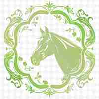 PSD イラストの装飾モチーフコレクションのためのサインボードフレームと馬の頭のシンボル