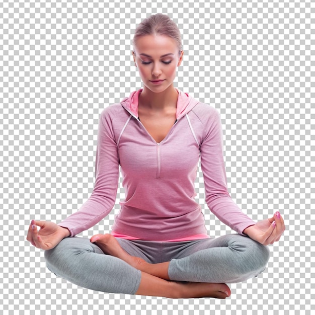 PSD inner peace woman in mindfulness yoga pose